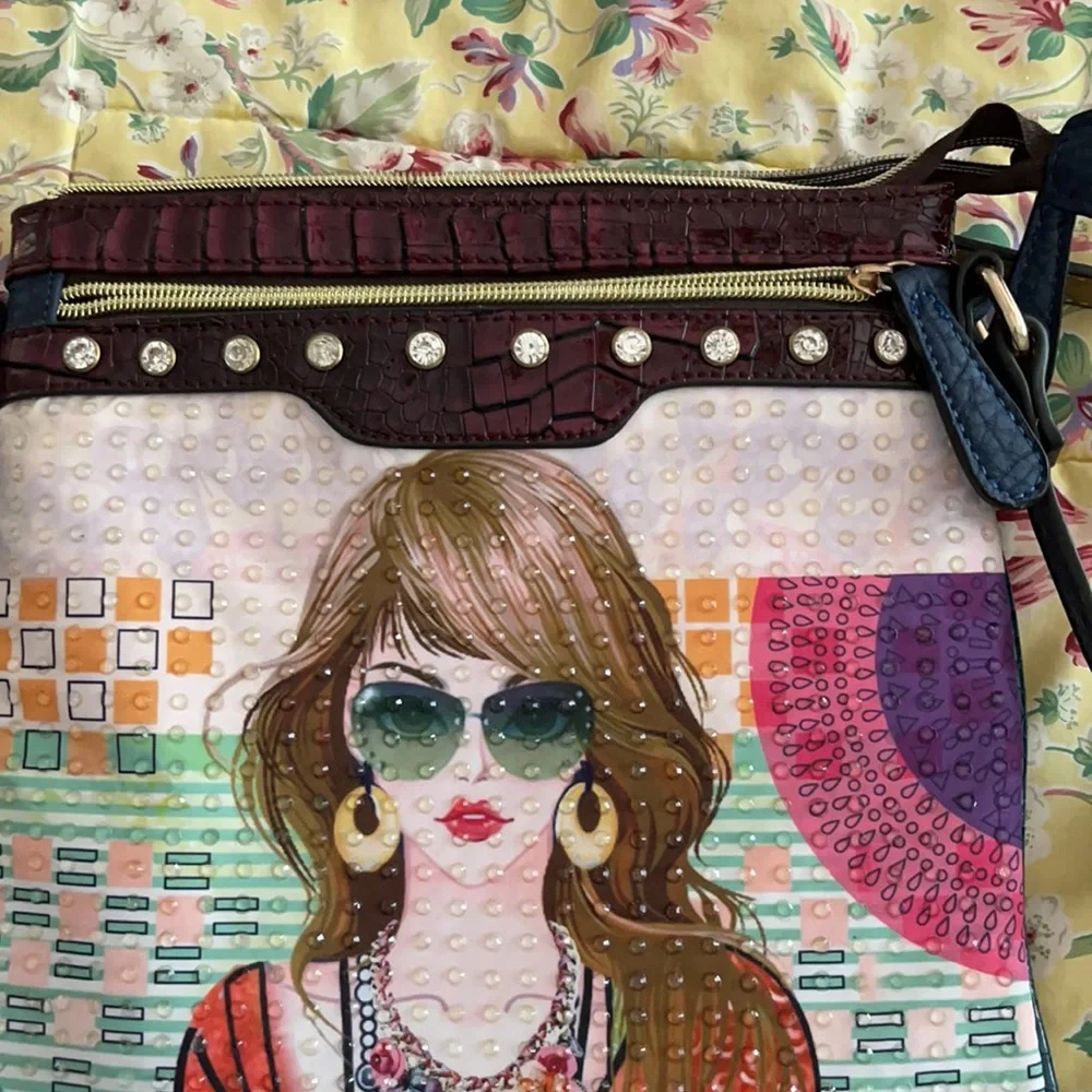 NWOT Vintage 80’s fashion girl image rhinestone shoulder bag